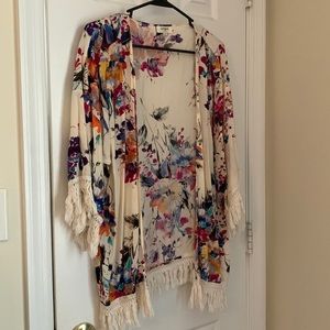 Floral Boho Kimono w/ Fringe